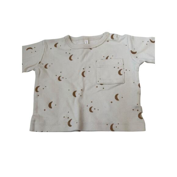 Quincy Mae Baby Cream Moons Long Sleeve Pocket Tee Size 6-12 M - Picture 3 of 5